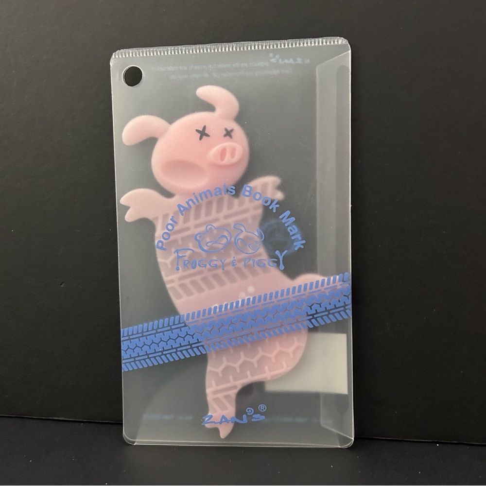 Poor Animals PLASTIC Bookmark - pink PIGGY